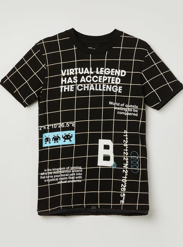 FAME FOREVER Boys Checked T-shirt